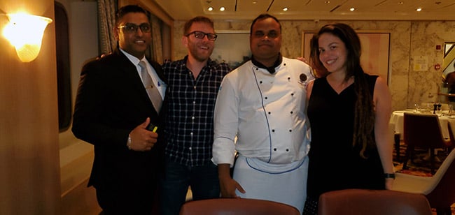 Bosco Vaz (Assistant Maitre d'), and Chef Nelson Fernandes