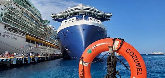 Celebrity Edge and Independence of the Seas Docked in Cozumel, November 2019