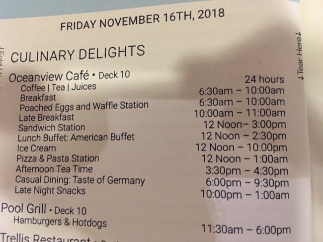 Celebrity Today Restaurant Hours