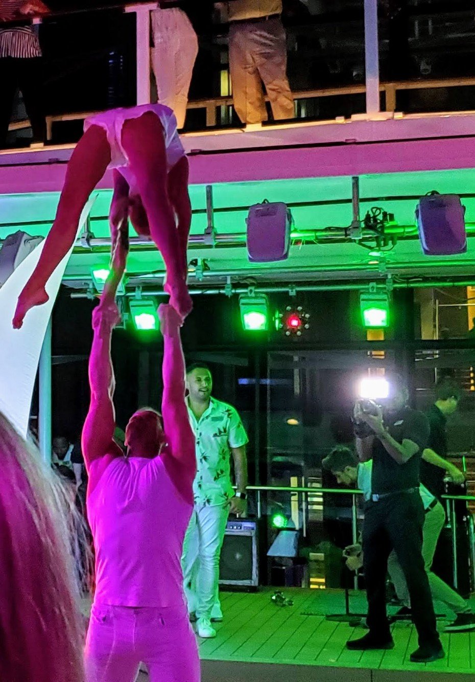 Acrobats at Celebrity Equinox's Full Moon Party