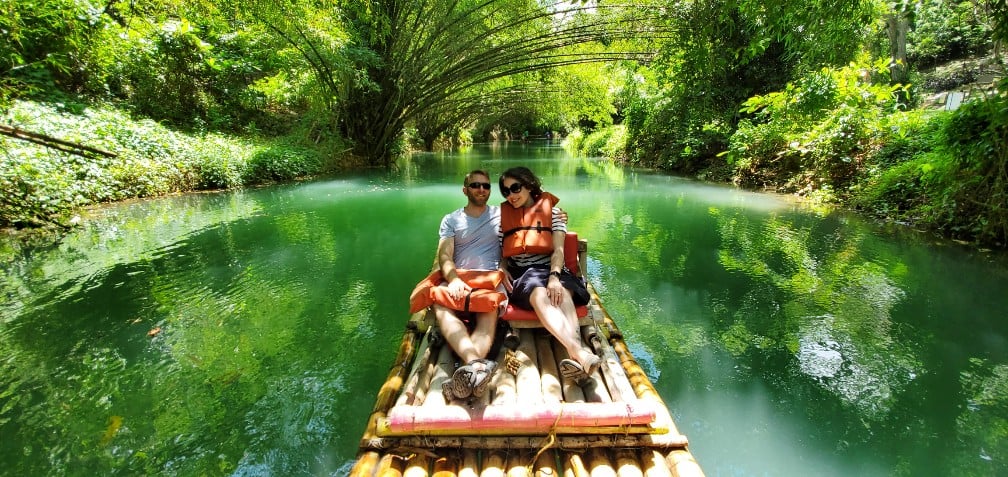 Billy and Larissa on the Martha Brae Bamboo Raft Excursion - Photo by "Captain" Richard