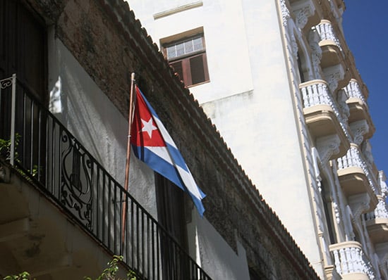 Cuban Flag on a Balcony in Havana