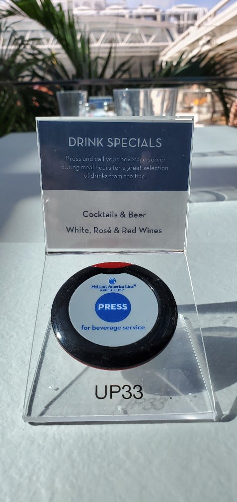 Drinks are just a button away on Holland America Line