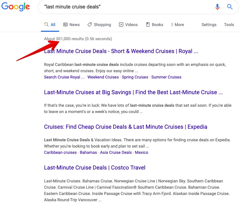 Searching "Last Minute Cruise Deals"