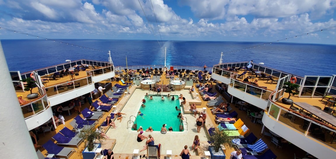 View From The Sky Bar area Above Nieuw Statendam's Midship Pool