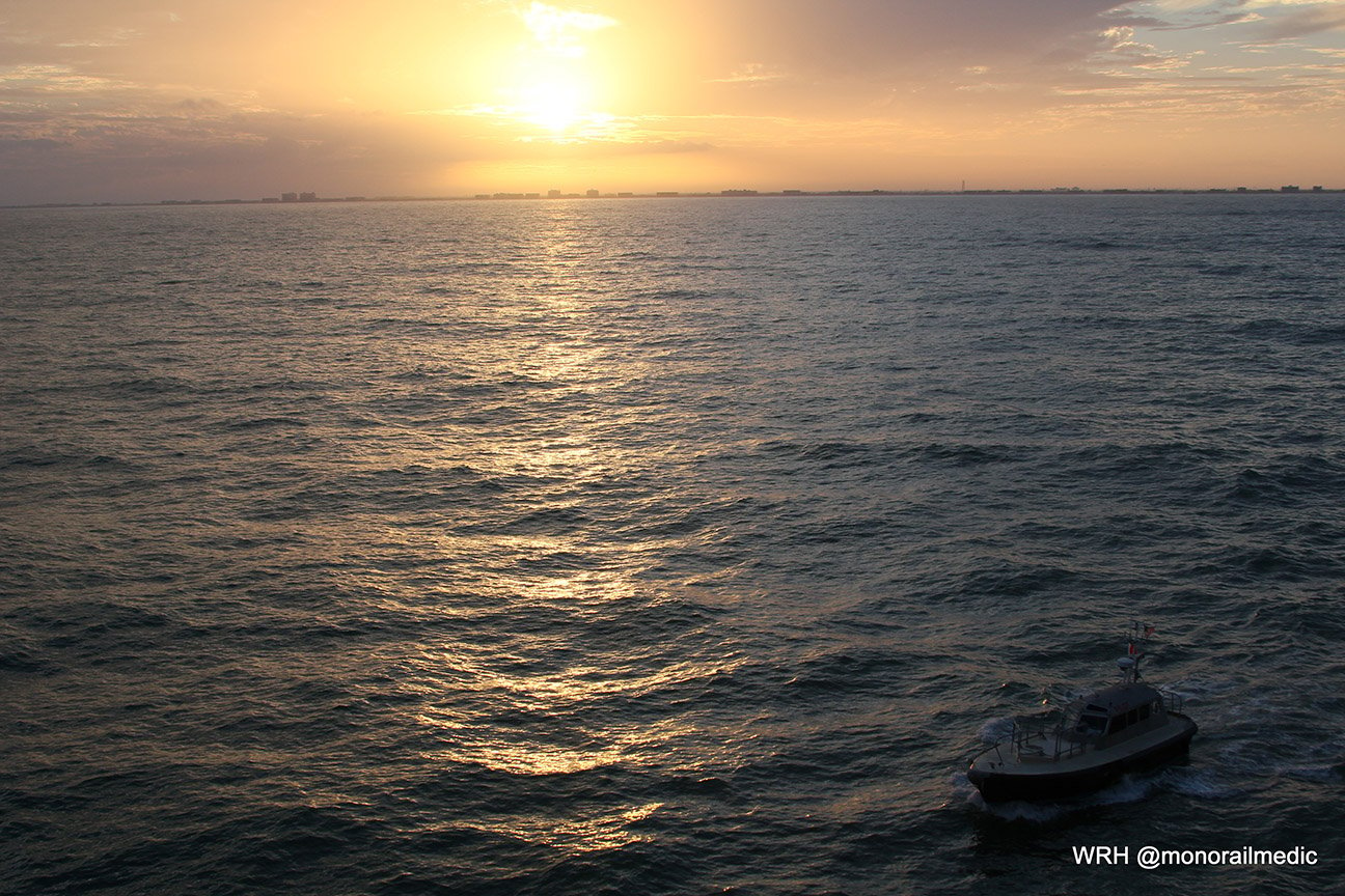 pilot boat in the sunset