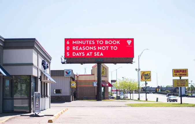 Virgin Voyages South Dakota Billboard - 6 Minutes to Book, 0 Reasons Not To, 5 Days at Sea