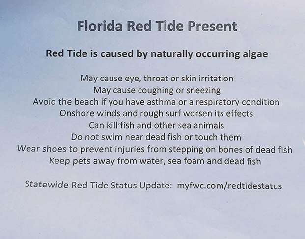 Information given to beach-goers during red tide