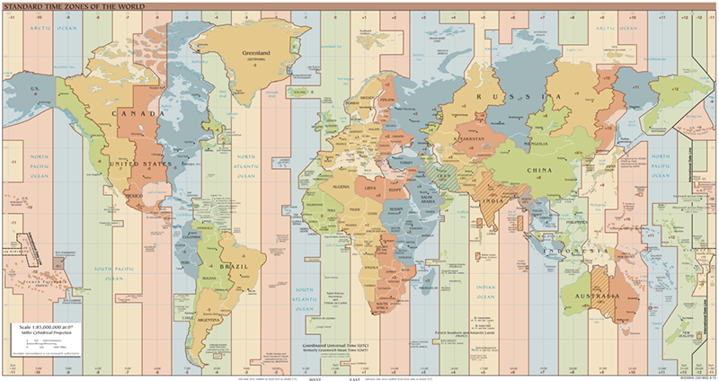 world time zone utc offset map - when to adjust your clocks on a cruise