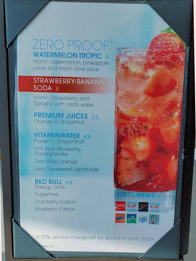Zero Proof Cocktails in Oceanview Cafe on Celebrity
