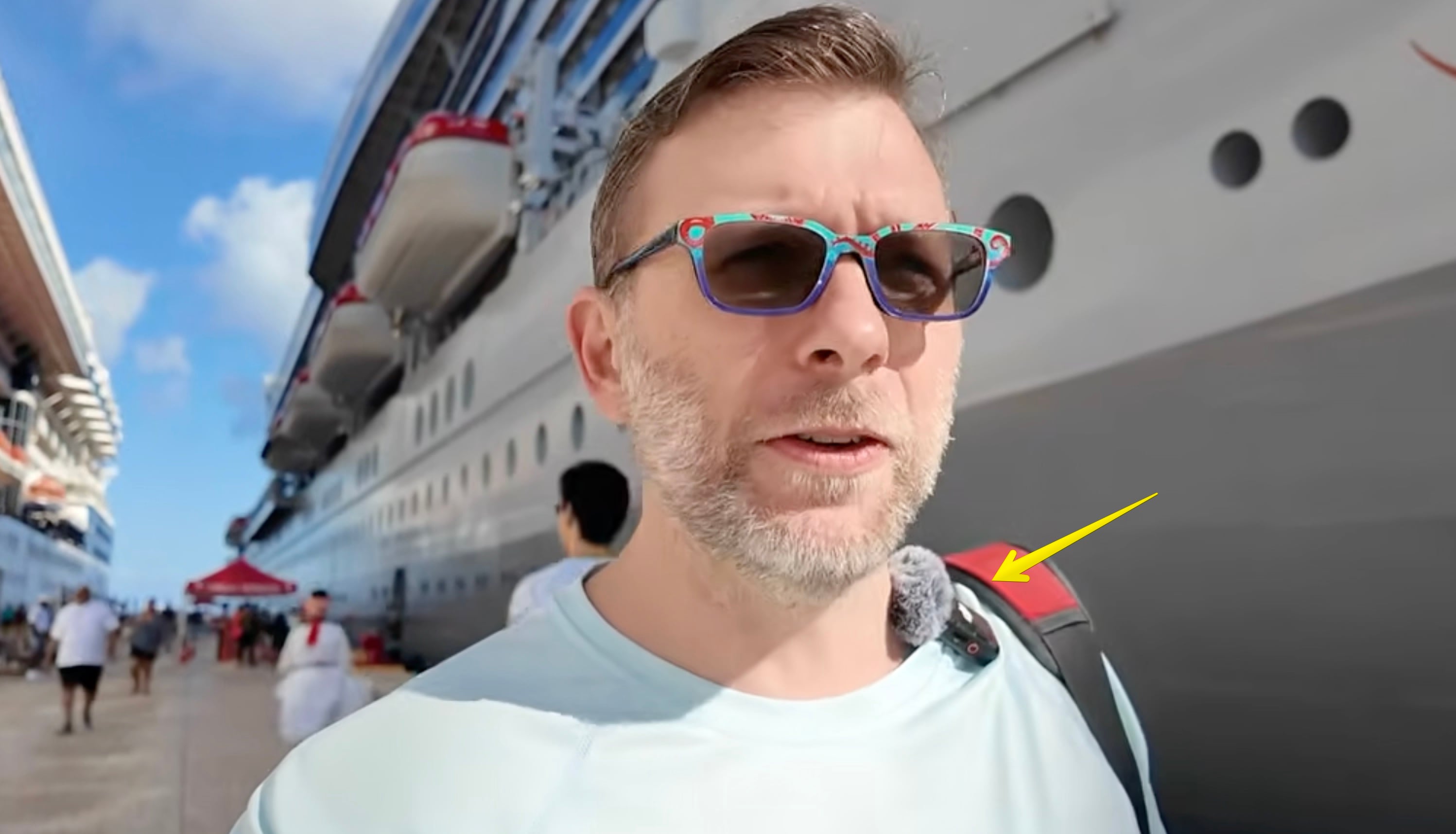DJI Mic 2 with windsock on my shirt in Cozumel