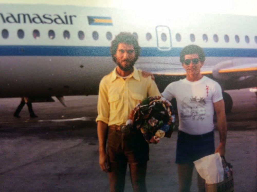 Billy's dad and his friend Bob flying to the Bahamas after missing the ship in Haiti in the 1970s