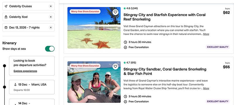 third party excursions offered through viator