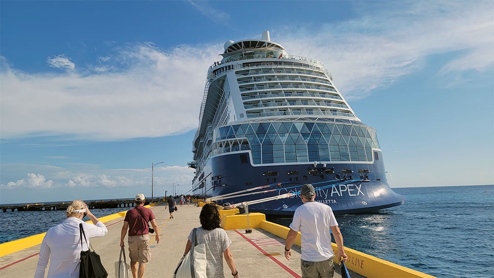 walking back to the celebrity apex in Costa Maya