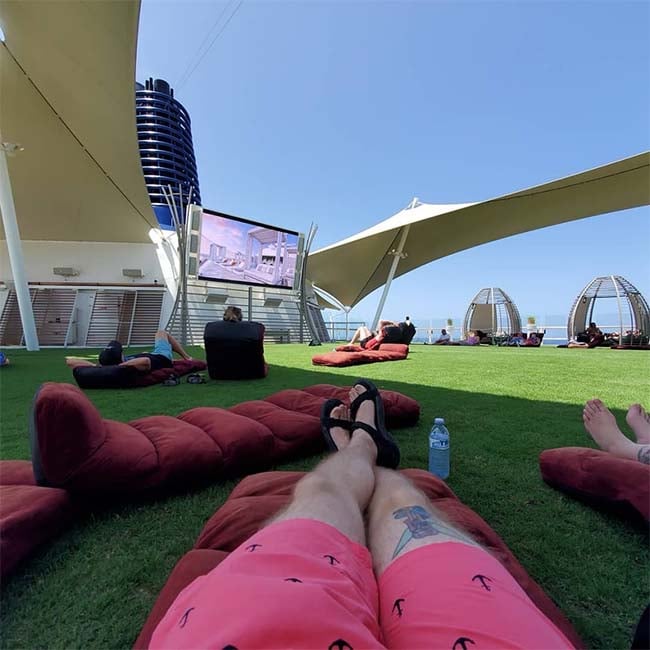 The Lawn Club is a Relaxing Multipurpose Space on Celebrity Solstice Class Ships - Yep, That's Real Grass