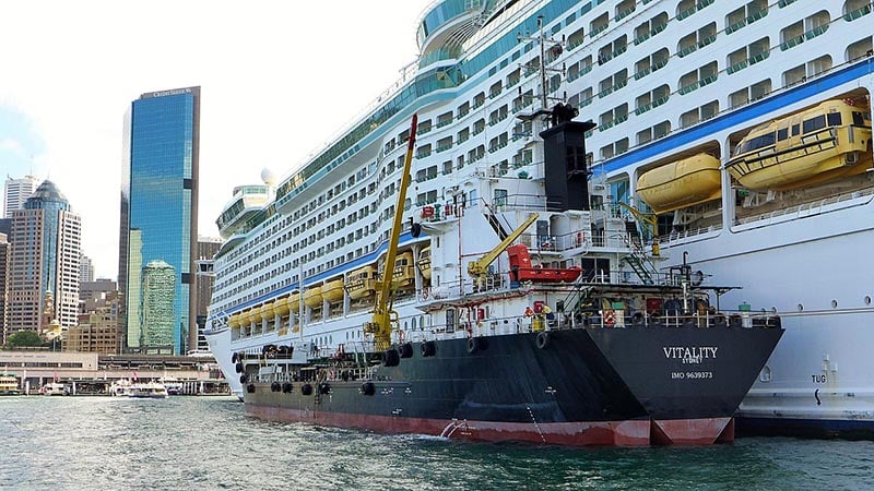 Cruise Ship Undergoing Bunkering Operations - Photo Courtesy: Bahnfrend