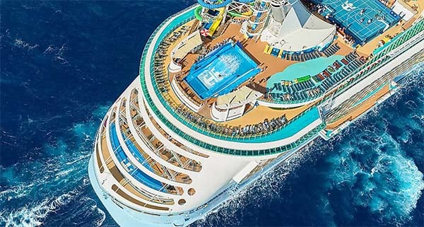 Freedom of the Seas from above including flowrider
