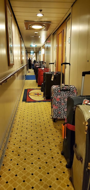 Luggage in Brilliance of the Seas Hallway