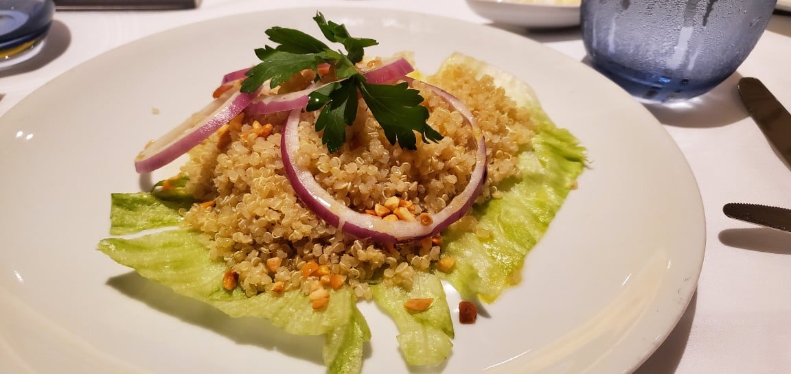 Lettuce, Quinoa, Pine Nuts, and Onion - Simple but Delicious