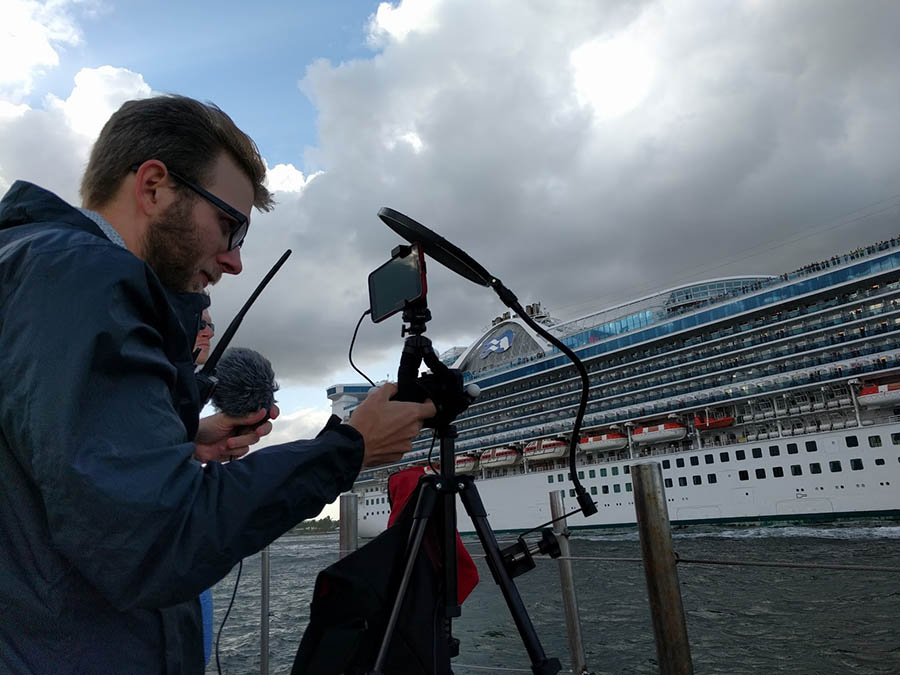 billy scoping as the caribbean princess sails out of port everglades