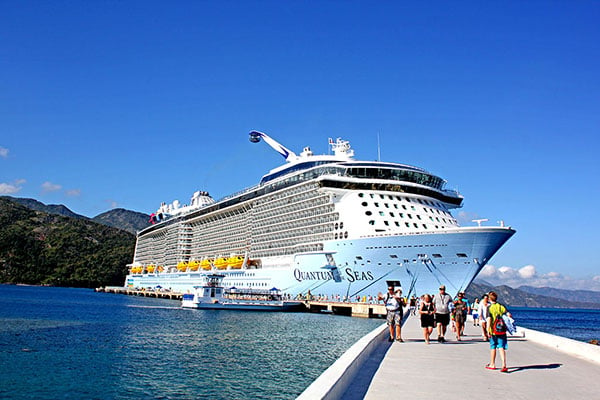 Quantum of the Seas at the dock in Labadee