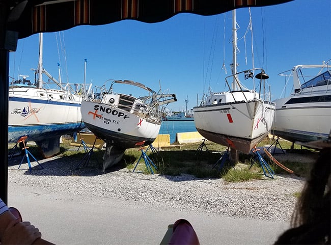 previously sunken boats at the Naval Pier