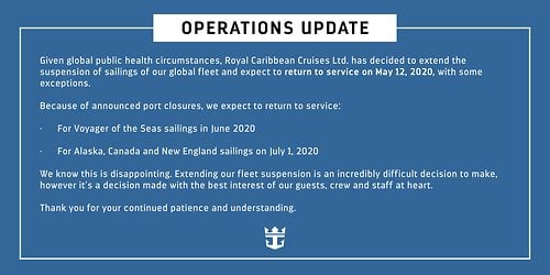 Royal Caribbean Coronavirus Cancellation Update