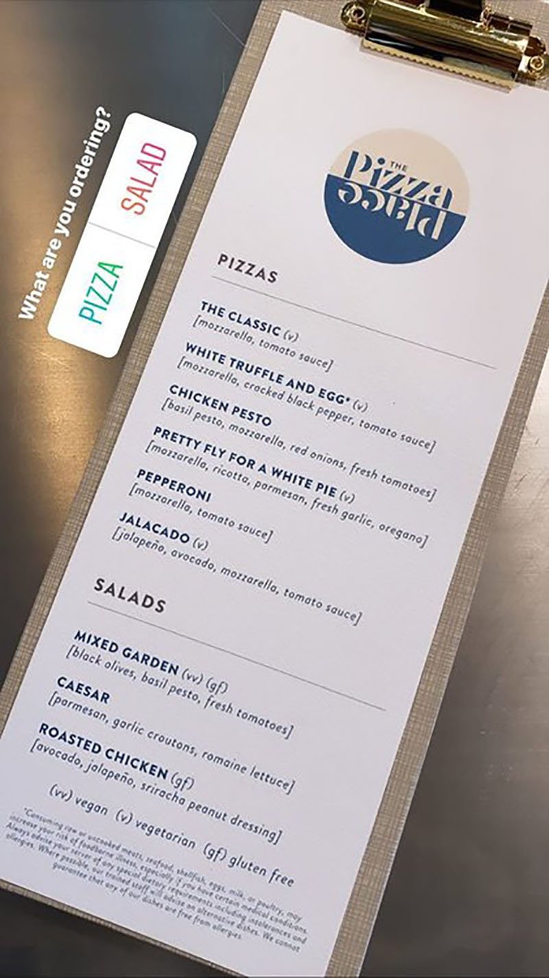 The Pizza Place Menu