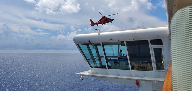 US Coat Guard Helicopter Approaching Celebrity Equinox