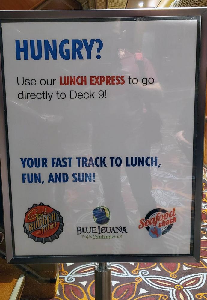 Lunch Express Elevators on Carnival Conquest