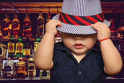 baby at a bar