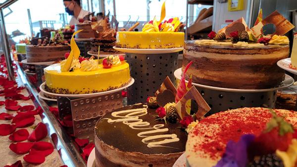 Desserts at the Oceanview Cafe Buffet on Celebrity Edge - Crew Will Cut and Plate Them for You
