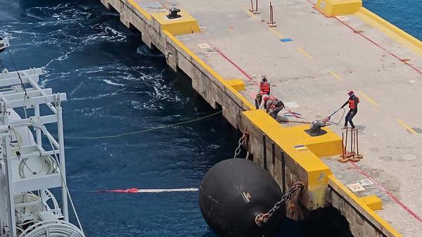 Longshoremen Pulling Lines at Costa Maya's Cruise Port