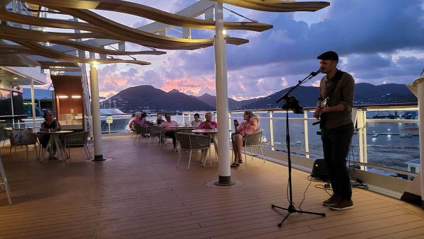 Michael Redden at Sunset Bar in St Maarten on Celebrity Millennium