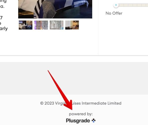 plusgrade logo on virgin voyages site
